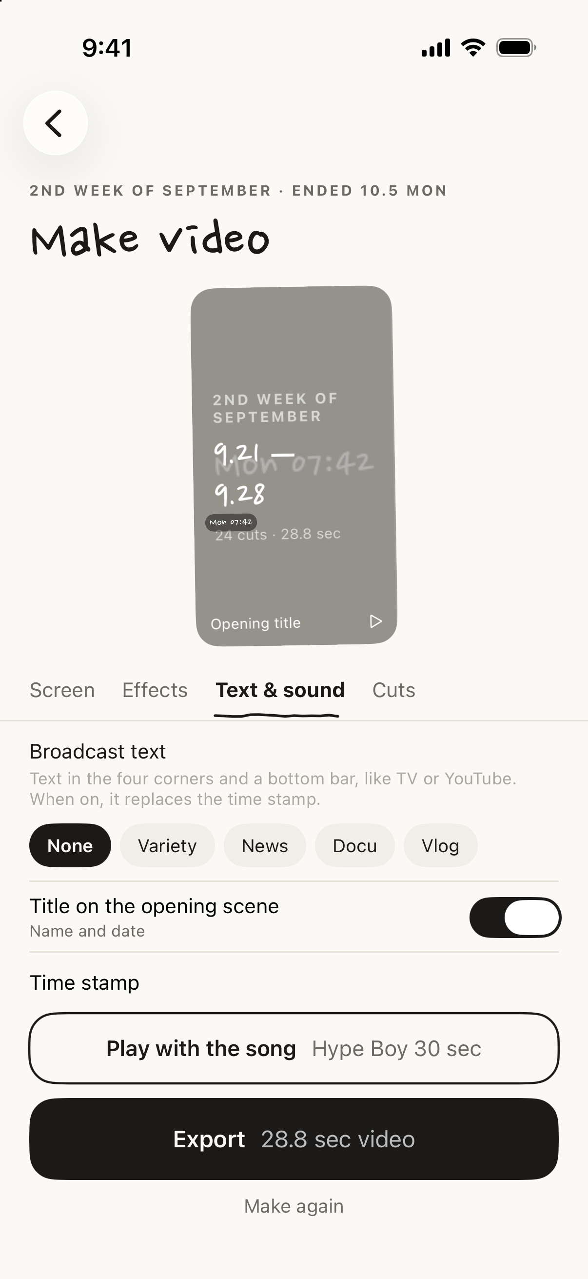 Make video screen