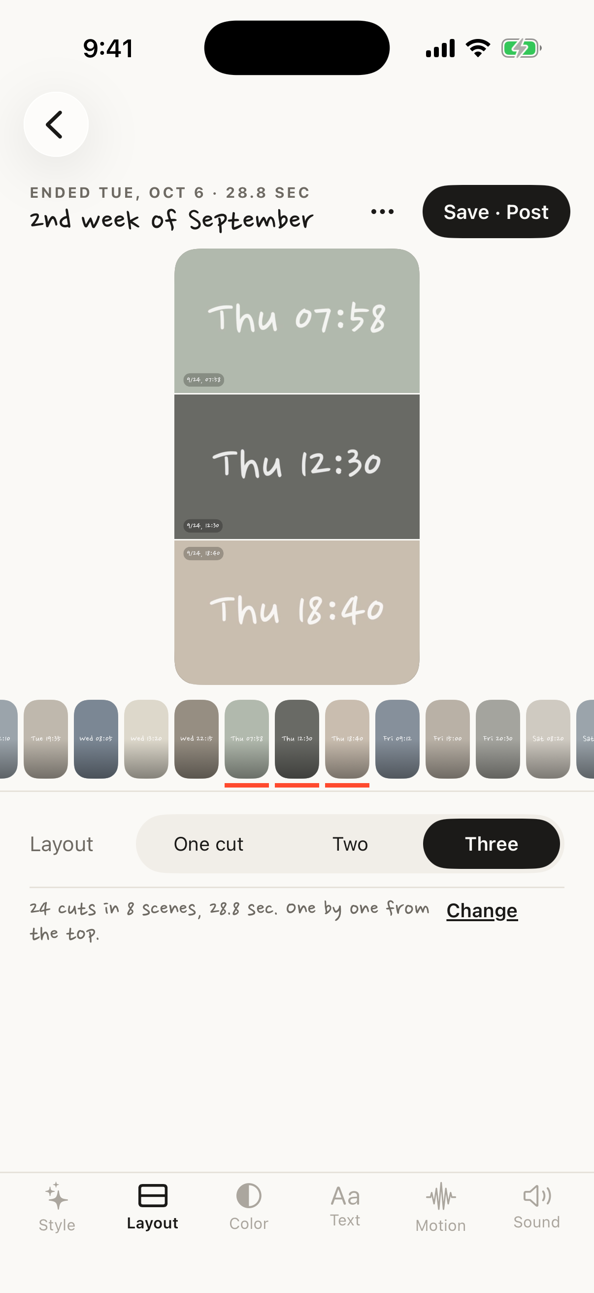 Editor with the preview split into three